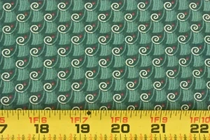 35" Long, Vintage, Small Cream & Green Print on Green, Fabric Country, V338 - Picture 1 of 5