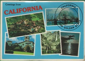 Vintage Postkarte Grüße aus Kalifornien CA Multi-View-Briefmarken - Bild 1 von 3