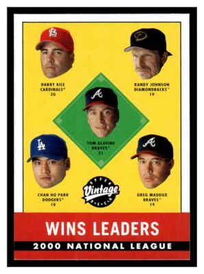 2001 Upper Deck Vintage #400 Tom Glavine Randy Johnson Greg Maddux - Image 1 of 2