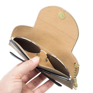 Genuine Leather Women Sunglasses Storage Bag Glasses Case Soft With Belt Loop - Picture 1 of 23