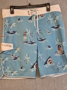Billabong PX3 Recycler Platinum Board Shorts Mens 34 Hula Girl Eating Shark Blue - Picture 1 of 11
