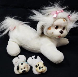 Vintage Puppy Surprise Plush White Dog Mommy With 2 Puppies Hasbro 1991 Stuffed - Picture 1 of 19