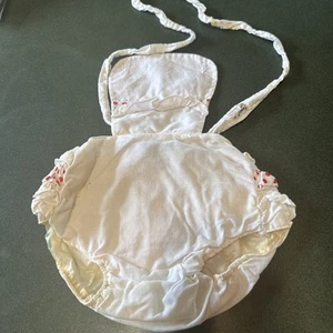 Tuta da gioco vintage Fawn Fashions bavaglino con pantaloni in plastica integrati taglia XL 29-35 libbre - Foto 1 di 11