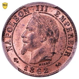 Coin France - Napoléon III - 1 centime - 1862 K Bordeaux - PCGS MS 64 RB - Picture 1 of 3