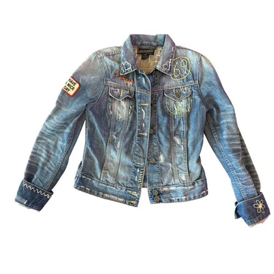 Chaqueta Denim Vintage Lucky Legends Bordada Hippie Boho Parche Envejecido Foto 1 de 4