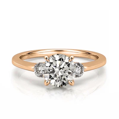 Engagement Diamond Ring Lab Grown Round 1.3 Carat IGI Certified 18k Rose Gold - Image 1 of 4