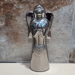 Estatuilla de ángel cerámica plateada con acabado de espejo esmaltado - Imagen 1 de 10