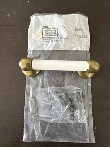 Vintage porcelain and brass drawer pull cabinet handles hardware 3 inch pattern - Picture 1 of 5