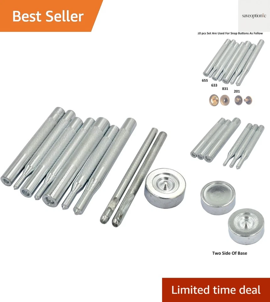 Metal Snap Fastener Setter Kit - Perfect for Leather & Fabric Crafting - Image 1 of 4