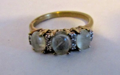 4,1 г Vint серебро 925 лунные камни + стразы кольцо размер 8,5 надпись BBJ - Изображение 1 из 4