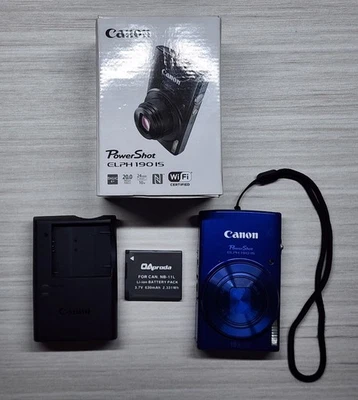 Canon PowerShot ELPH 190 IS Digital Camera Blue w/Original Box & Charger - Image 1 of 4