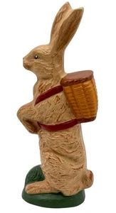 Vintage Primitive Bunny Rabbit Figurine 7.5" Chalkware Composite Easter Decor - Picture 1 of 12