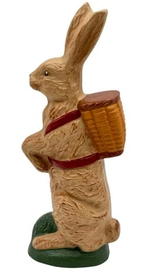 Vintage Primitive Bunny Rabbit Figurine 7.5" Chalkware Composite Easter Decor - Image 1 of 4