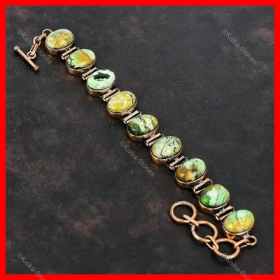 Pulsera única hija bisel piedra calcedonia cromo australiano cobre joyería Foto 1 de 4