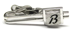 Silver Swank Initial B Tie Bar Clip Brushed Letter Mens Formal Wear Accessory - Picture 1 of 3