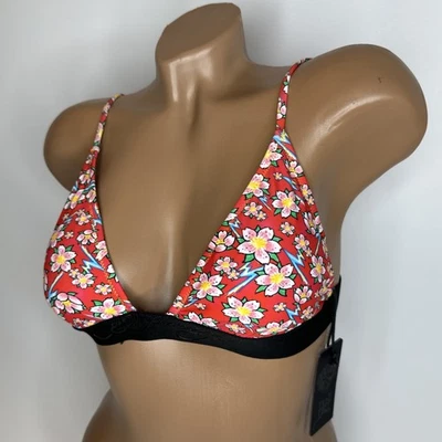 Top de Bikini Ed Hardy Rojo Hawaiano Floral M Mediano Nuevo Con Etiquetas Foto 1 de 4