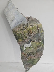 Landschaftsmalerei auf Holz 21,5" Höhe x 8,5" Breite Mehrfarbig 1 Pfund 2,4 Unzen - Bild 1 von 11