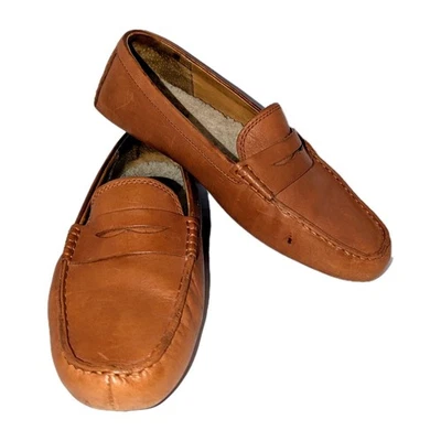 Ugg Penny Loafers Tan Leather & Shearling Indoor Outdoor Slipper Shoe Men 10½ A+ - Image 1 of 4