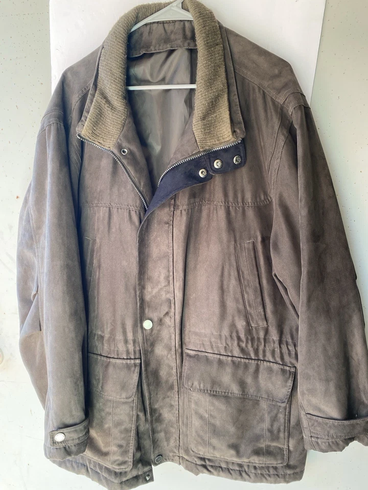 Vintage Y2K Penny Lane Suade LEATHER Jacket Coat Knit Trim Lined L  Distressed - Image 1 of 1