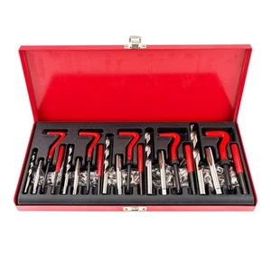 Caja de herramientas de reparación automática, kit de reparación de roscas de 131 piezas HSS taladro helicoil kit de reparación SA... - Imagen 1 de 8
