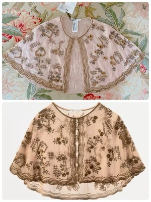 ZARA вышитый бисером шифоновое плащ, XS-S, персик, новый с Ярлыками - Изображение 1 из 4