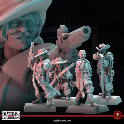 Musketeers Gunpowder 4 pezzi 28mm DA DIPINGERE -NO BASI - Immagine 1 di 4