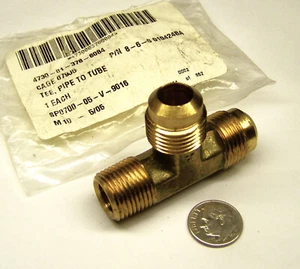 M1078 M1083 010424BA BAE SYS NOS BRASS TEE 1/2" M45*FL X 3/8" MNPT X 1/2" M45*FL - Picture 1 of 10
