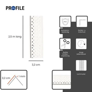 2,5m Eckwinkel PVC 32x32/55x23mm Eckprofil Kantenprofil Kantenschutz Trockenbau - Bild 1 von 2