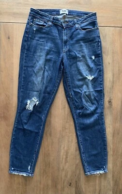 Paige Hoxton Crop Denim Jeans Womens 30 (31x26) Distressed Stretch High Rise - Image 1 of 4