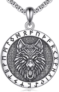 925 Sterling Silver Wolf Head Pendant Necklace for Men Women Jewelry Gifts 22+2" - Picture 1 of 6