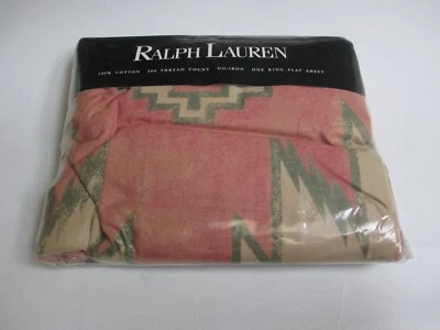 Nueva Sábana Plana Ralph Lauren WHITE SANDS CORAL Southwest - King Foto 1 de 4