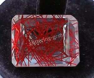 133.60 CT Rutilated Quartz Red IGL Certified Faceted Emerald Cut Gemstone NA - Picture 1 of 7