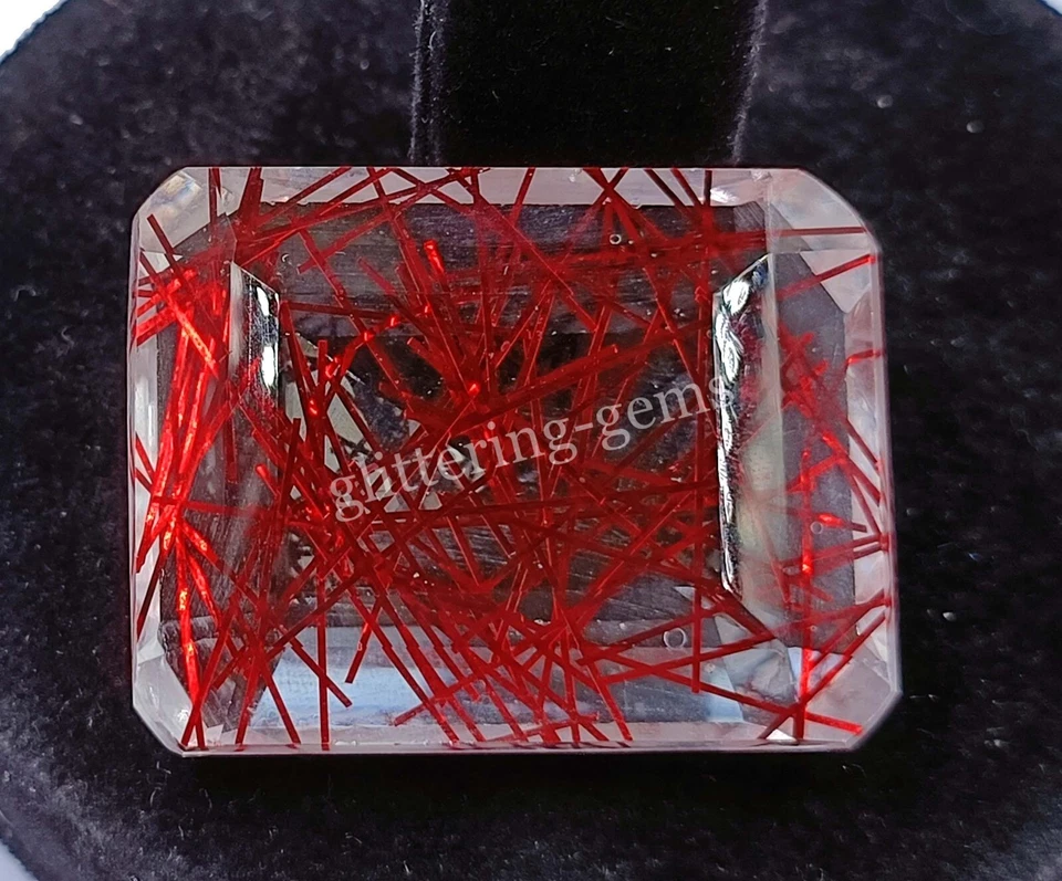 133.60 CT Rutilated Quartz Red IGL Certified Faceted Emerald Cut Gemstone NA - Image 1 of 4