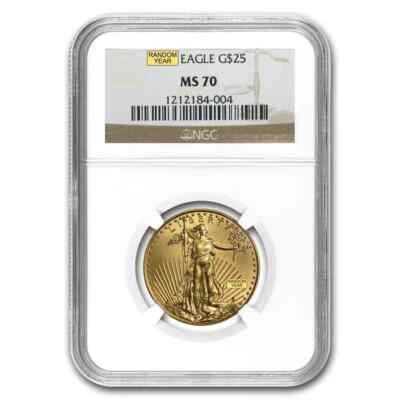 1/2 oz American Gold Eagle MS-70 NGC (Random Year) - Image 1 of 3