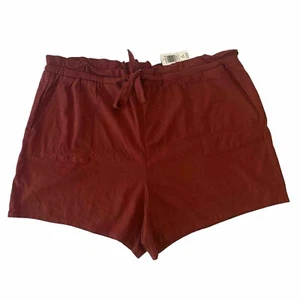 NWT Torrid Women 2/2X (18-20) Brick Red Linen Blend High Rise Shorts Lightweight - Picture 1 of 12