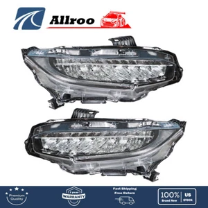 Headlights For Honda Civic 2016-2019 Right/RH+Left/LH LED Plug & Play DRL Chrome - Picture 1 of 13