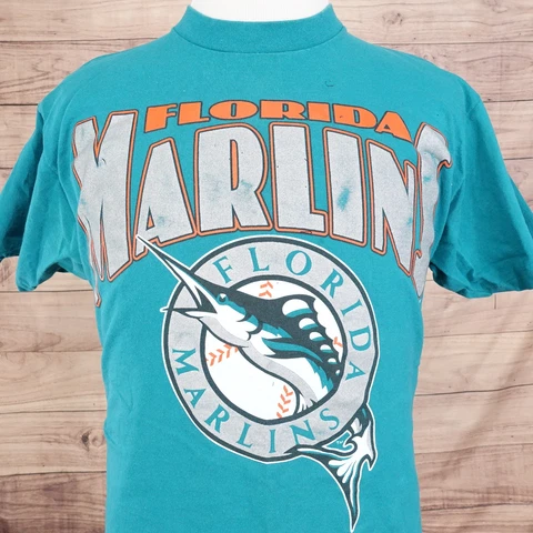 VINTAGE FLORIDA MARLINS USA MADE NUTMEG SINGLE STITCH BASEBALL 90s T-SHIRT SZ XL Cover