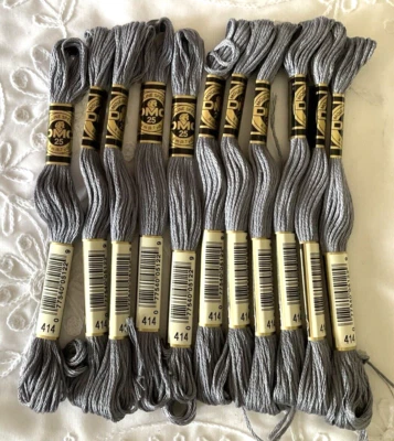DMC 25 Mouline Special 8M Embroidery Thread Lot of 11 Gray 414 New in Box - Image 1 of 4