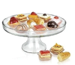 Glass Cake Stand Serving Platter Wedding Cake Cupcake Display Dessert Tray Plate - Picture 1 of 2
