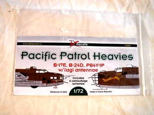 1/72 DK Decals Waterslide Pacific Patrol heavies B 17E B 24D PB4Y 1P # 72107 - Picture 1 of 4