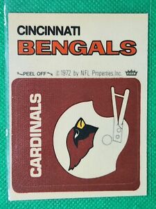 1974 autocollants en tissu Fleer Bengals Cincinnati avec casque des cardinaux de Saint-Louis