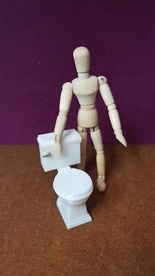 ABELS3D.COM 1-12th scale dolls house toilet. Vintage style 72mm tall, 39mm wide. 3D printed*
