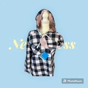 Auburn Lightweight Cotton Hoodie Navy And White With Pastel Orange Accents - Picture 1 of 5