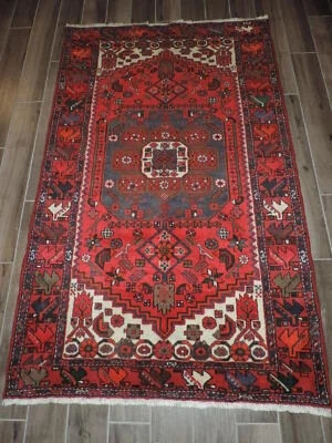 4x7ft. Handmade Hamedan Wool Rug - Image 1 of 4