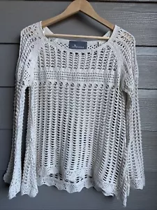 Paper Crane Anthro Sweater Womens Size M Ivory Crochet Knit Top Boho Beach Indie - Picture 1 of 10
