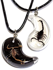 BEST FRIEND Scorpion Yin Yang 2 Pendants Necklace Set BFF Friendship Ying Black - Picture 1 of 6