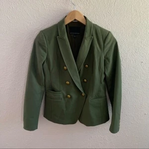 Banana Republic dunkelolivgrüner zweireihiger Satin Blazer 0 - Bild 1 von 6