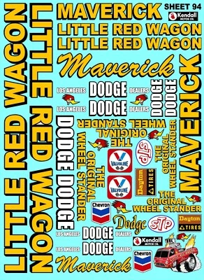 WHITE VINYL RACING Sticker 94 Lil' Red Wagon-R/C MODEL Die-cut -Decals 1/12-1/10 - Image 1 of 4