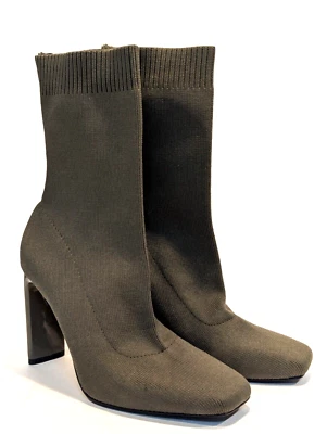 ZARA Calcetín Acanalado Medio Pantorrilla Botines Mujer 6.5 Puntera Cuadrada/Tacón Tirar Boho City  Foto 1 de 4