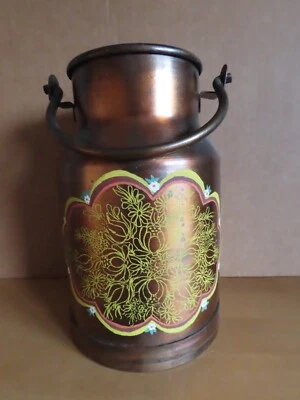 Tischmülleimer kleine Milchkanne kupferfarben mit Motiv aufgemalt - Bild 1 von 4